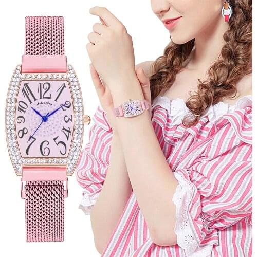 Drop Shipping Women Arabic Numbers Watches Luxury Quartz Diamond Wrist Watches Reloj Mujer