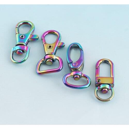 Rainbow Swivel Clasp Colorful Lobster Snap Hook Purse leash Buckles Bag Craft Hardware Metal Lanyard clasp