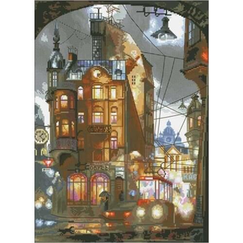 Tram in the night patterns counted 11CT 14CT 18CT Cross Stitch Set DIY Cross-stitch Kit Embroidery Needlework Home Decor