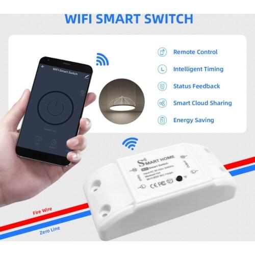 Tuya WiFi Smart Switch 2.4Ghz Wireless Remote Control Breaker 10A 2200W Timer Relay Switch Module