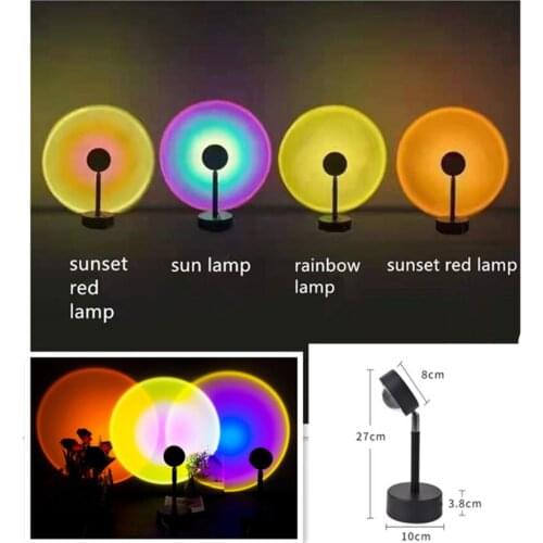 USB Rainbow Sunset Red Projector Led light Sun Projection Desk Lamp for Bedroom Bar Coffee Store Wall Decoration Lighting