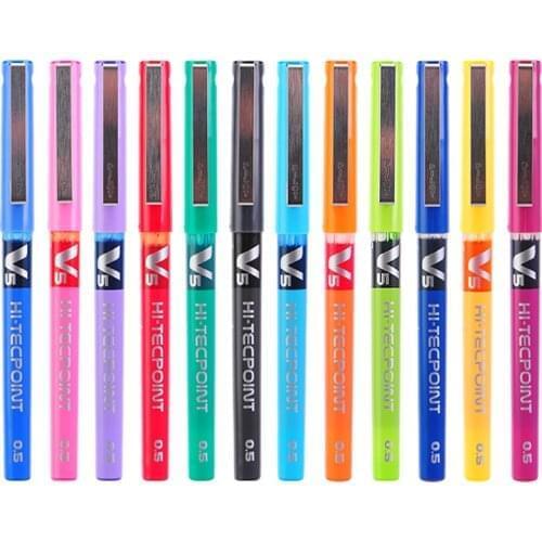 Japan Stationery PILOT BX-V5 0.5mm Straight Pen Large Capacity Color Ink Ball Pen School Supplies