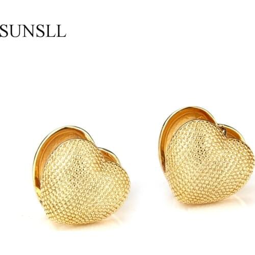 SUNSLL Gold Color Copper Pins Love Heart Hoop Earrings Womens Fashion Party Jewelry Cobre Brincos