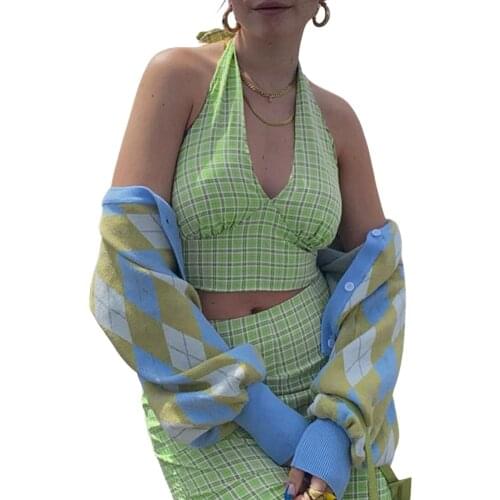 2021 Plaid Printed Top + Shorts Set Women Decoration Fabric Type Item Type Thickness Fit Type Material Model Number Pattern Type