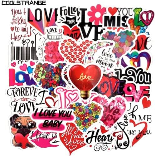 10/30/50Pcs I LOVE YOU Stickers For VSCO GIRL For Motorcycle Skateboard Bike Helmet Water Cup Toy Valentines Day Waterproof