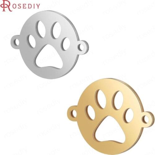 37240)10PCS 12x15.5MM Quality Gold Color Stainless Steel 2 Holes Dog Claw Charms Pendants Jewelry Making Supplies Diy Findings