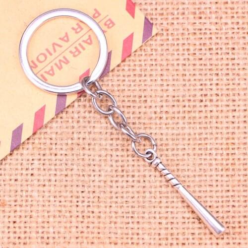 20pcs New Fashion Keychain 35x5mm baseball bat club Pendants DIY Men Jewelry Car Key Chain Ring Holder Souvenir For Gift