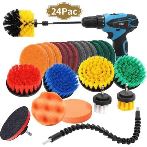 24 piece electric drill brush head disc brush universal rod cleaning dust removal polishing electric drill brush set