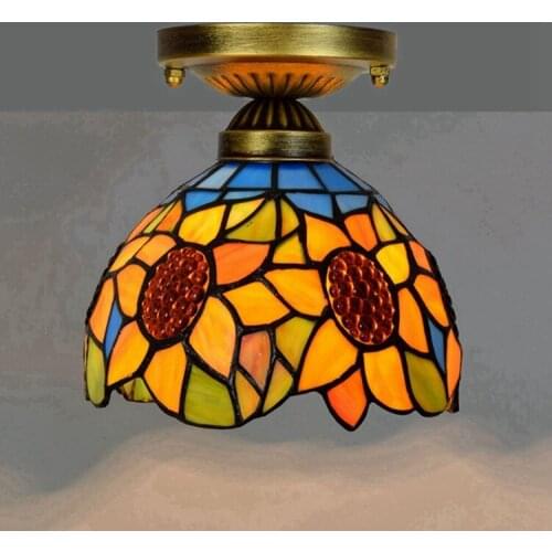 8-Inch 20cm Tiffany Colored Glass Corridor Corridor Balcony Small Ceiling Light Blue Taiyanghua Light