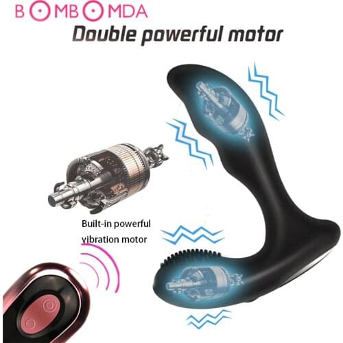 12 Speeds Wireless Remote Anal Vibrator Double Motor Prostate Massage Butte Plug Vibrating Male Masturbator for Adult Sex Toys