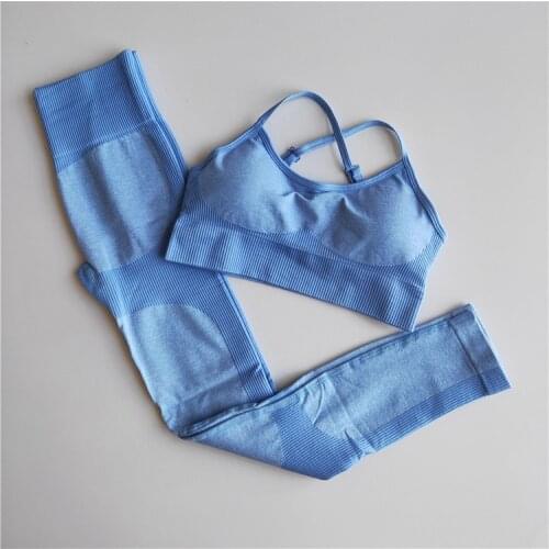 Seamless Yoga Set Tracksuit Fitness Clothing Sportswear High Waist Women Gym Leggings Tights Padded Push-up Sports Bra Sports