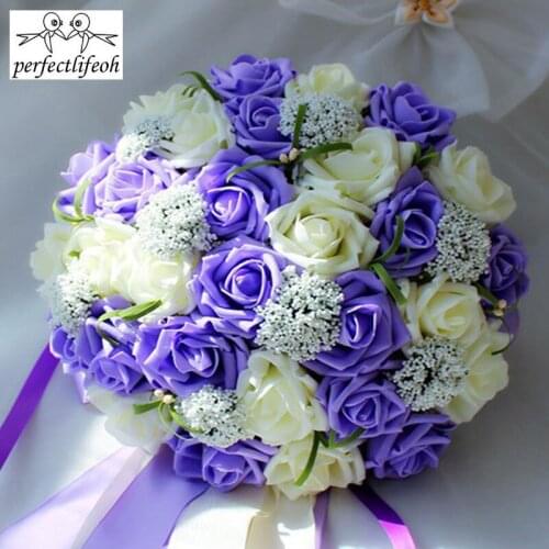 Perfectlifeoh Wedding Bouquet Handmade Artificial Flower Rose buque casamento Bridal Bouquet for Wedding Decoration