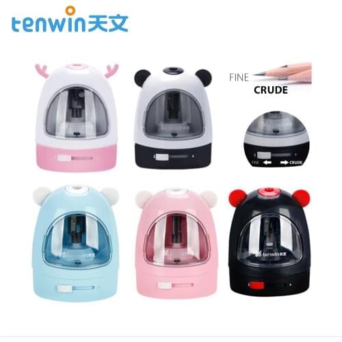 Tenwin Electric Pencil Sharpener Auomatic DIY Cartoon Modeling Multi-function Automatic Pencil Stationery School Supplies