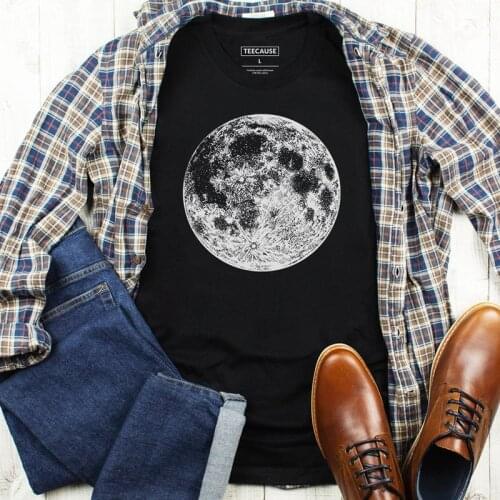The Moon 100% Cotton T-shirt Aesthetic Lunar Moon Astronomical Tee Shirt Top Vintage Women Hipster Grunge Tshirt