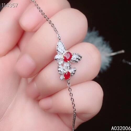 KJJEAXCMY fine jewelry 925 sterling silver inlaid natural ruby bracelet delicate female popular gemstone bracelet support test