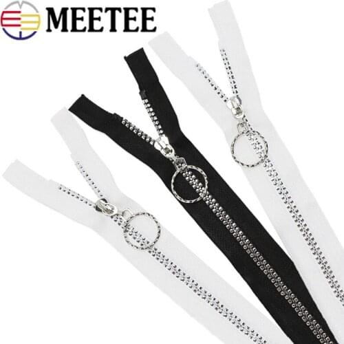 Meetee 2Pcs 35-75cm 5# Resin Open-End Zipper Auto Lock Zips for Bags Jacket Coast Zip DIY Removable Sliders Zipper Accessories
