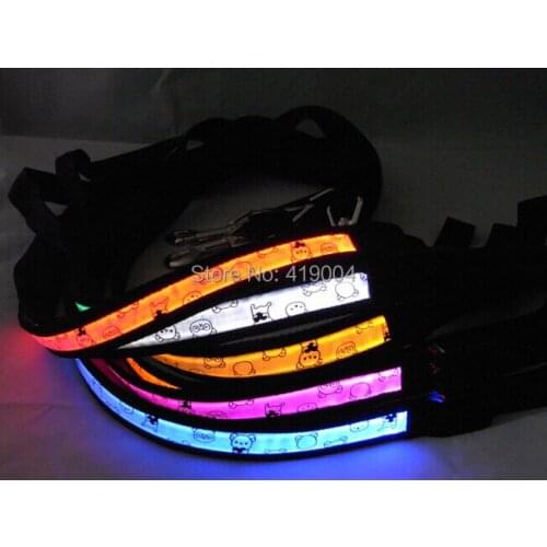 Teddy Bear Pattern Dog Pet Flashing LED Lead Leash Rope Strap 7 Colros DHL Fedex Free Shipping ,500pcs/lot