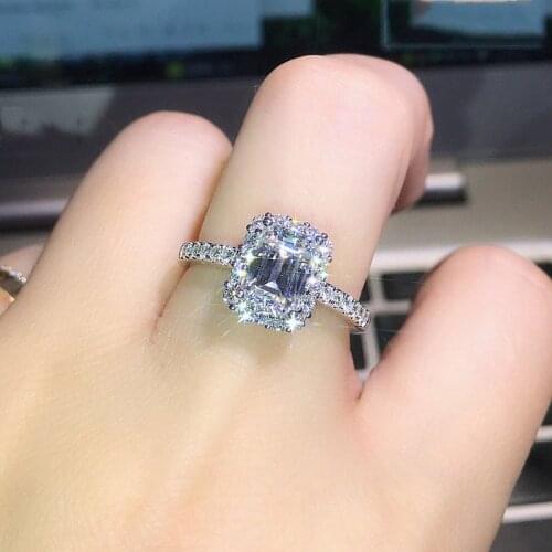 Fashion Female Crystal Jewelry 925 Sterling Silver Princess Square Cut Dazzling AAA Zircon Finger Rings for Women Jewelry Mujer