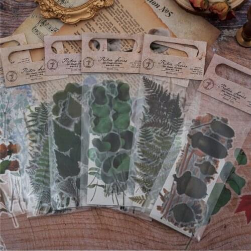 XINAHER 20 sheets/bag Retro Dried flower leaf series PET sticker bag package DIY diary decoration sticker album scrapbooking