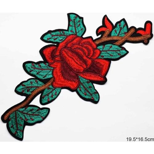 Big Size Flower Rose Full Embroidery Iron on Full Embroidered Cloth Patch For Girls Boys Clothes Stickers Apparel