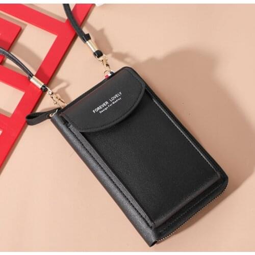 2021 New Women Purses Solid Color Leather Shoulder Strap Bag Mobile Phone Big Card Holders Wallet Handbag Pockets for Girls