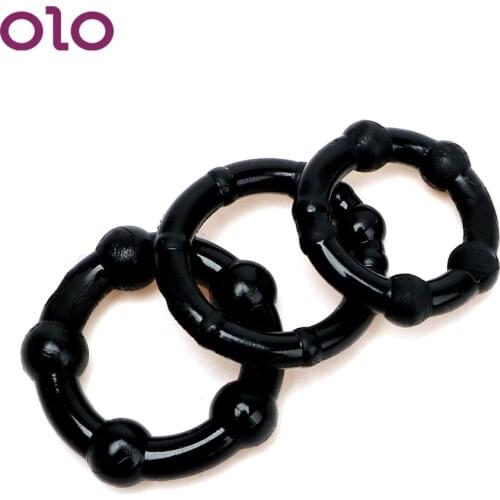 OLO Sex Products Cock Ring Sex toys for Men Male Delay Ejaculation Silicone Lock Chastity Penis Sleeve Penis Ring 3 pcs/set