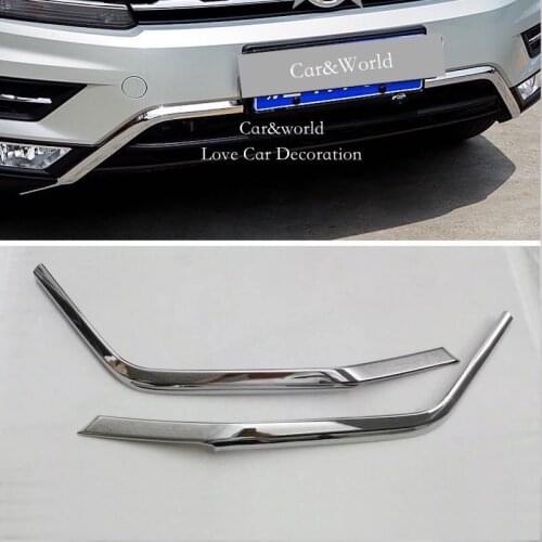 For VW Volkswagen Tiguan L 2017 Front Bar Trim Down Grille Bumper Protector Cover ABS Chrome Decorate Car-Styling Accessories
