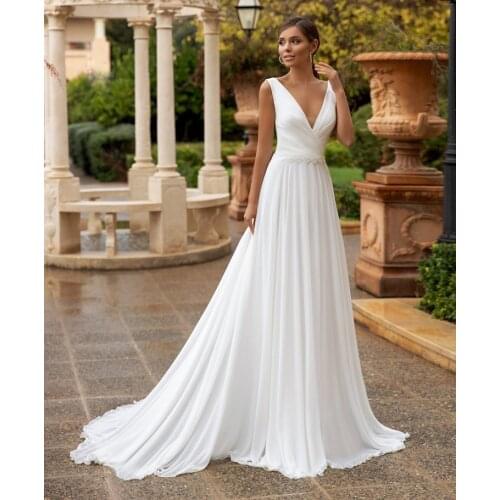 Deep V-neck Sexy Light Wedding Dress 2021 New Elegant Lace Boho Wedding Dresses With Train Vestido De Noiva Plus Size