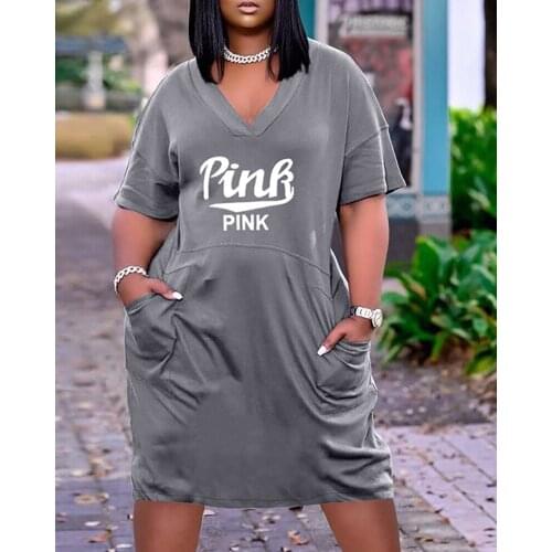 Large Size New High Elastic Women Dresses Fashion Tie Dye Short Sleeve Letter Print Pocket Design Short Sleeve Casual Dress