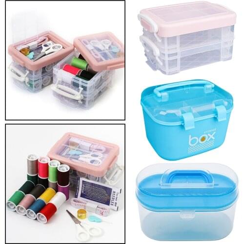 Transparent Storage Box Tool Box, Sewing Thread Spools Container Case, Stationery Art Craft Organizer for Car, Office