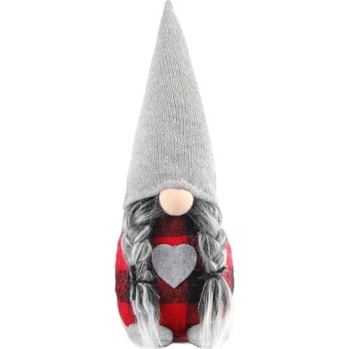 Christmas Plaid Faceless Dolls Ornaments, Cute Nordic Old Man Window Ornaments, Creative Kids Gift for Home Household