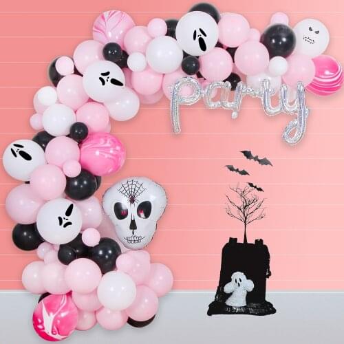 Pink White Balloons Halloween Decoration Ghost Skull Halloween Balloons Globos Pumpkin Helium Ballon Horror Festival Party Decor
