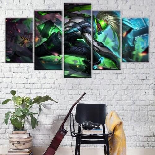 Modern Type Home Decorative Wall Art Modular Picture 5 Piece Framed Canvas Printing Game Project League of Legends Ekko Picture