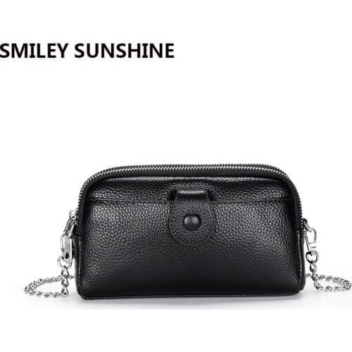 Genuine Leather Small Chain Crossbody Bags Women Shoulder Messenger Bag Phone Clutch Purse Ladies Hand Bag Diary satchel female