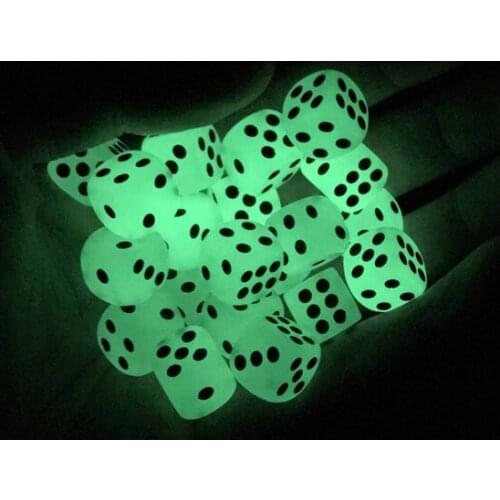 Dice 100Pcs/Lot 14mm Glowing Round Corner Fluorescent Green Black Spots Nightclub Bars Luminous Set Wholesale Yernea Boardgame