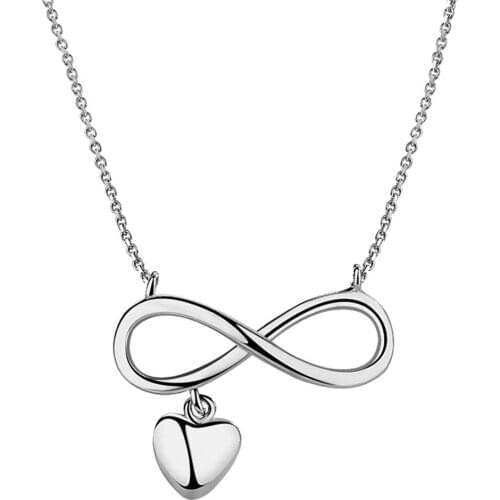 Authentic 925 Sterling Silver Eternal Love Heart Crystal Pendant Cross Chain Necklaces For Women Wedding Party Jewelry Gift