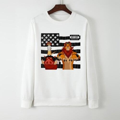 Womens Tumblr Sweatshirt Simba Y2K Hoodie Lion King Disney Harajuku Punk Style Fashion Top Round Neck Pullover Street Trend