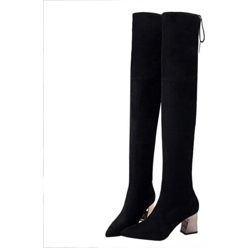 Женский сапог 336-1, высокий, остроконечный, ботинки на колене