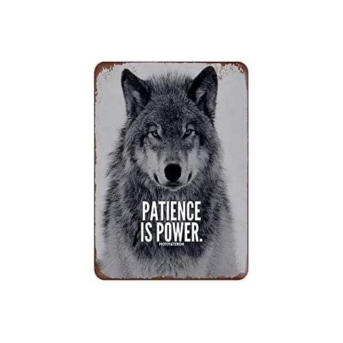 Color Patience is Power Animal Series Wolf tin Sign Vintage Metal Pub Club Cafe bar Home Wall Art Decoration Poster Retro