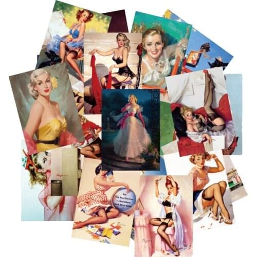 100PCS Retro Pvc Waterproof Sexy Beauty Girls Stickers For Laptop Motorcycle Skateboard Luggage Decal Office For Children Toy F3