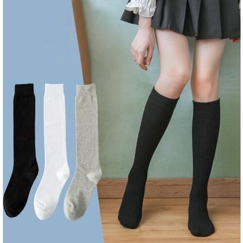 2 pairs/socks womens calf socks spring/summer solid cotton socks knee-length socks Japanese JK stockings preppy over knee socks