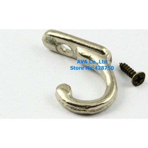 20 Pieces Wall Hook Hat Coat Robe Hooks / Silver 8x22x21mm