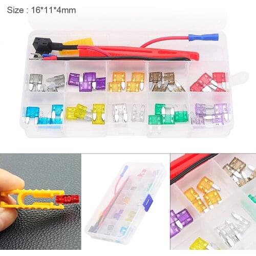 40pcs/set Profile Small Size Blade Type Car Fuse Assortment 2/3/5/7.5/10/15/20/25/30/35A Fuse Set Auto Car Truck with Box Clip