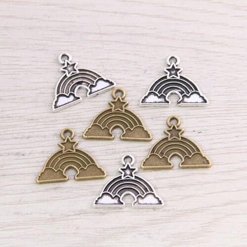 40pcs 16X20MM Metal Stars Rainbow Clouds Charms Pendants DIY Floating Charms for Jewelry Making