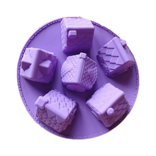 6 Cavity Mini House Sharpe Silicone Cake Mold Soap Mold Ice Tray