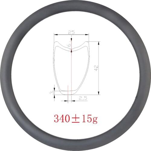 340g 42x25mm asymmetric road tubular disc carbon rims 25mm width U shape UD 3k 12k matte glossy 24H 28H 32H Road disk wheel 700c