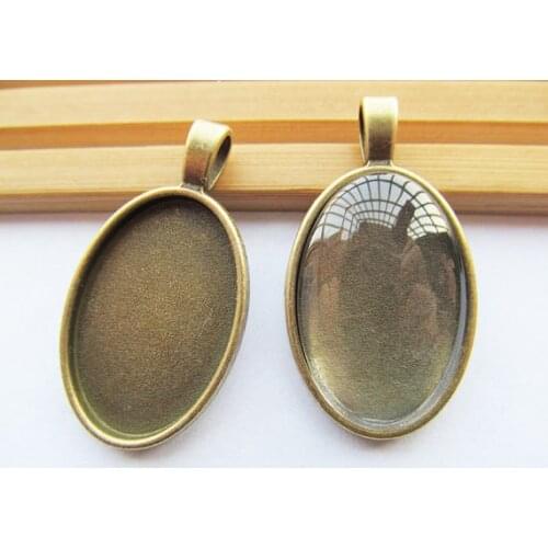Free Shipping 20pcs Thick Heavy Oval Base Setting Tray Bezel Pendant Charm,Fit 20mmx30mm Cabochon/Cameo