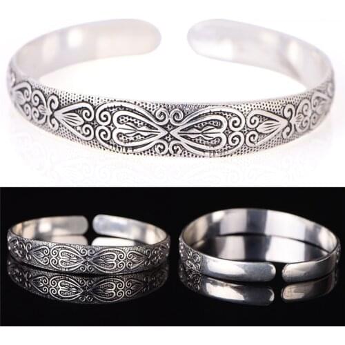 Retro Boho Wristband Carve Heart Thai Brand Bracelet Black Bracelet Men Women Jewelry Fashion Bangles