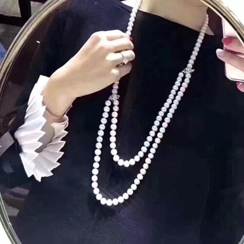 D830 Pearl Necklace Fine Jewelry Almost Round 8-9mm Fresh Water White Pearls Neckalces for Women Fine Presents