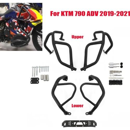 For 790 ADV Adventure R 790 R 890 ADV 2019-2021 Oil Cooled Upper Lower Frame Bumper Engine Tank Guard Protector Cover Crash Bar
